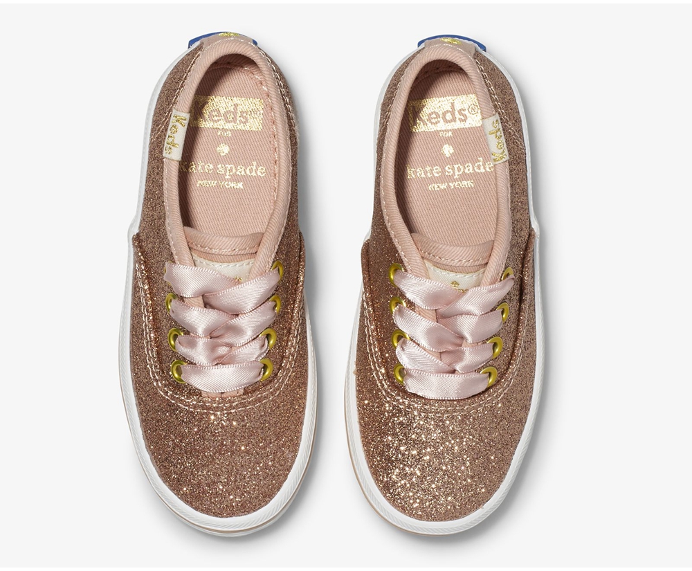 Keds Sneaker Kinder Rosa Gold - Kate Spade New York Champion Glitter - CAF-809654